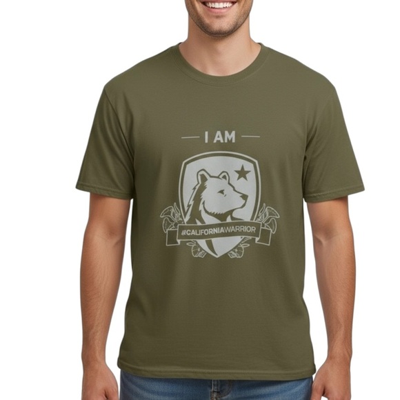 California Bear Print Basic T Shirt - Picture 1 of 5